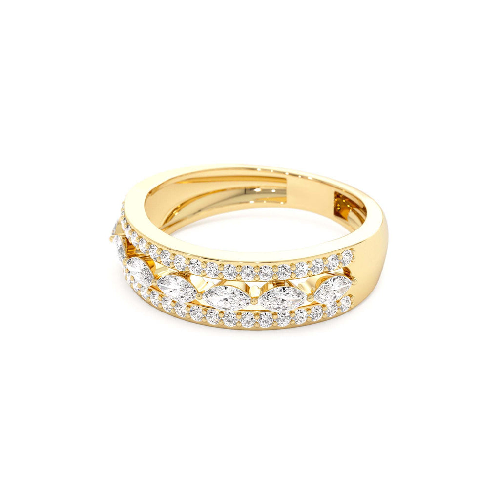 Multi-Band Marquise and Round Diamond Ring in 14K Gold — view 2