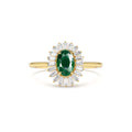 Baguette Diamond Ballerina Oval Emerald Ring in 14K Gold — view 1