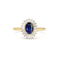 Baguette Diamond Ballerina Oval Sapphire Ring in 14K Gold — view 1
