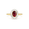 Baguette Diamond Ballerina Oval Ruby Ring in 14K Gold — view 1