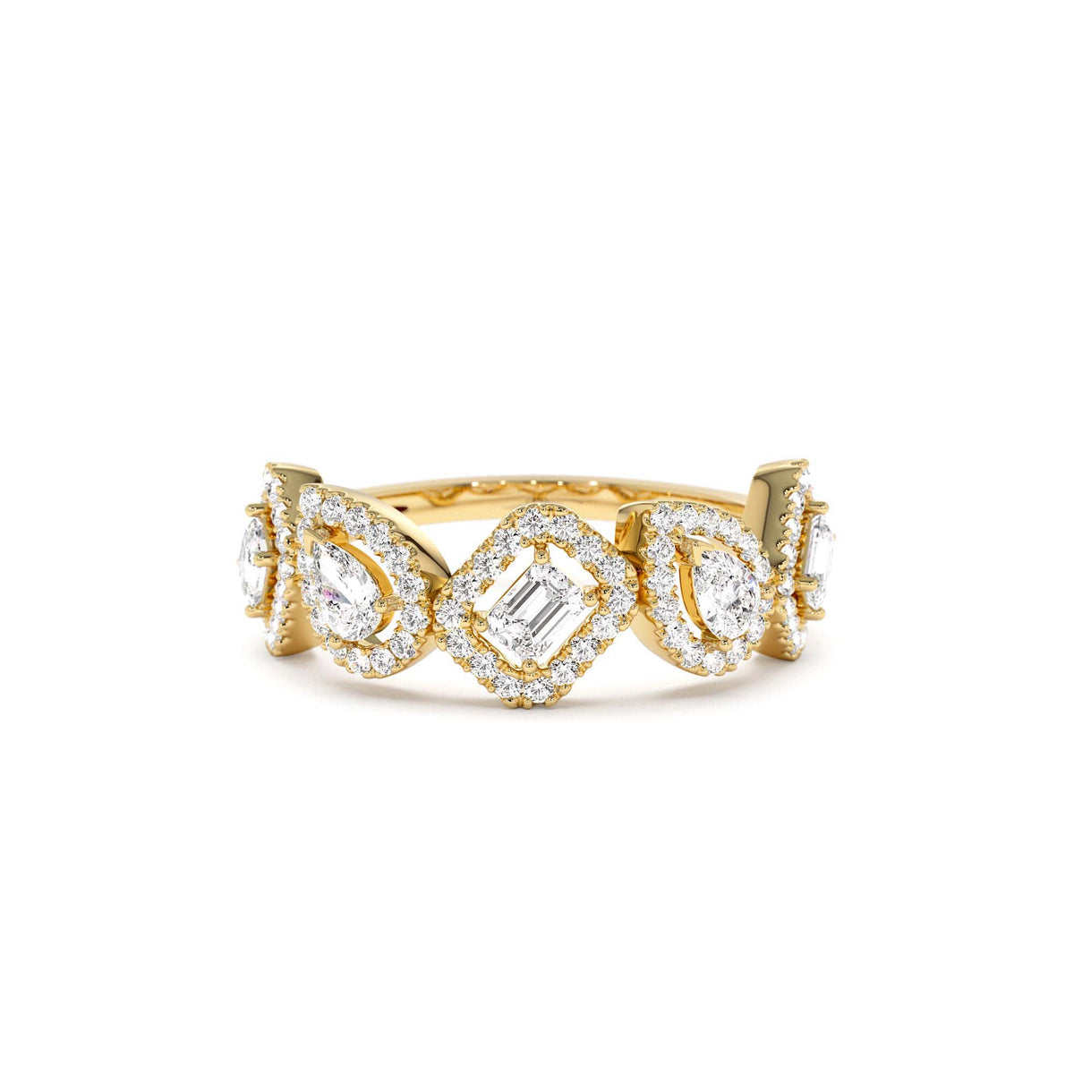Multi-Shaped Diamond Band in 14K Gold — view 1