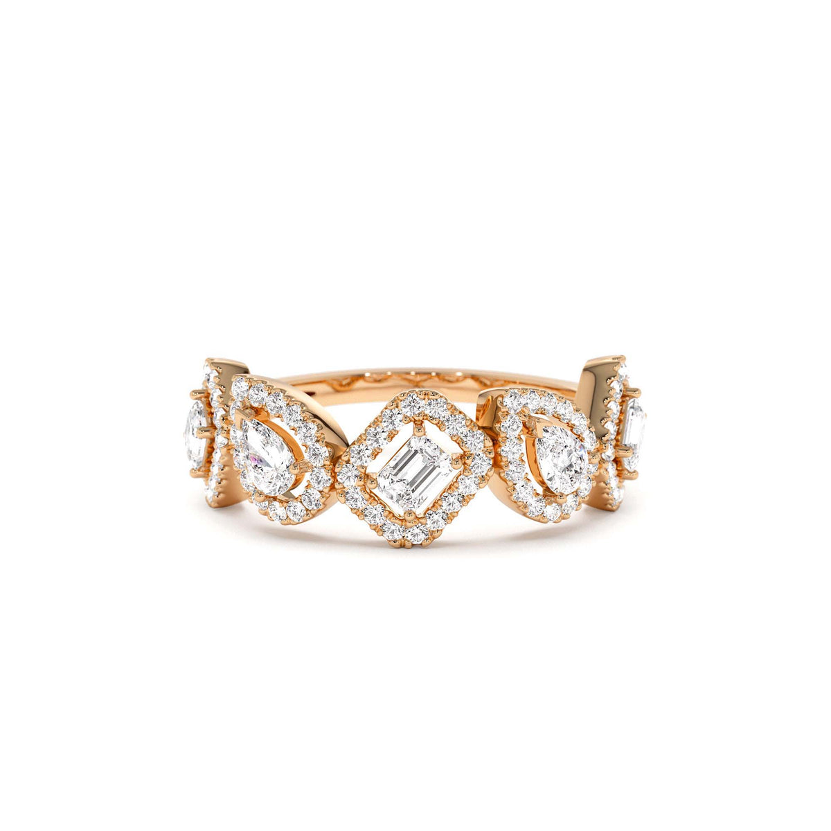 Multi-Shaped Diamond Band in 14K Gold — view 5