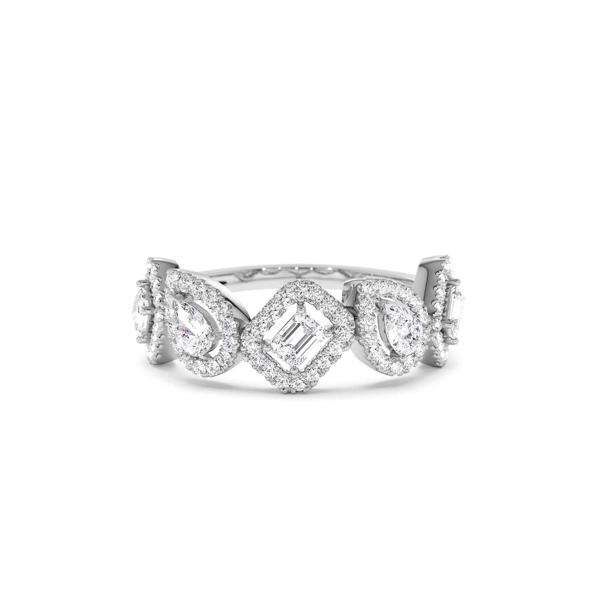 Multi-Shaped Diamond Band in 14K Gold — view 4