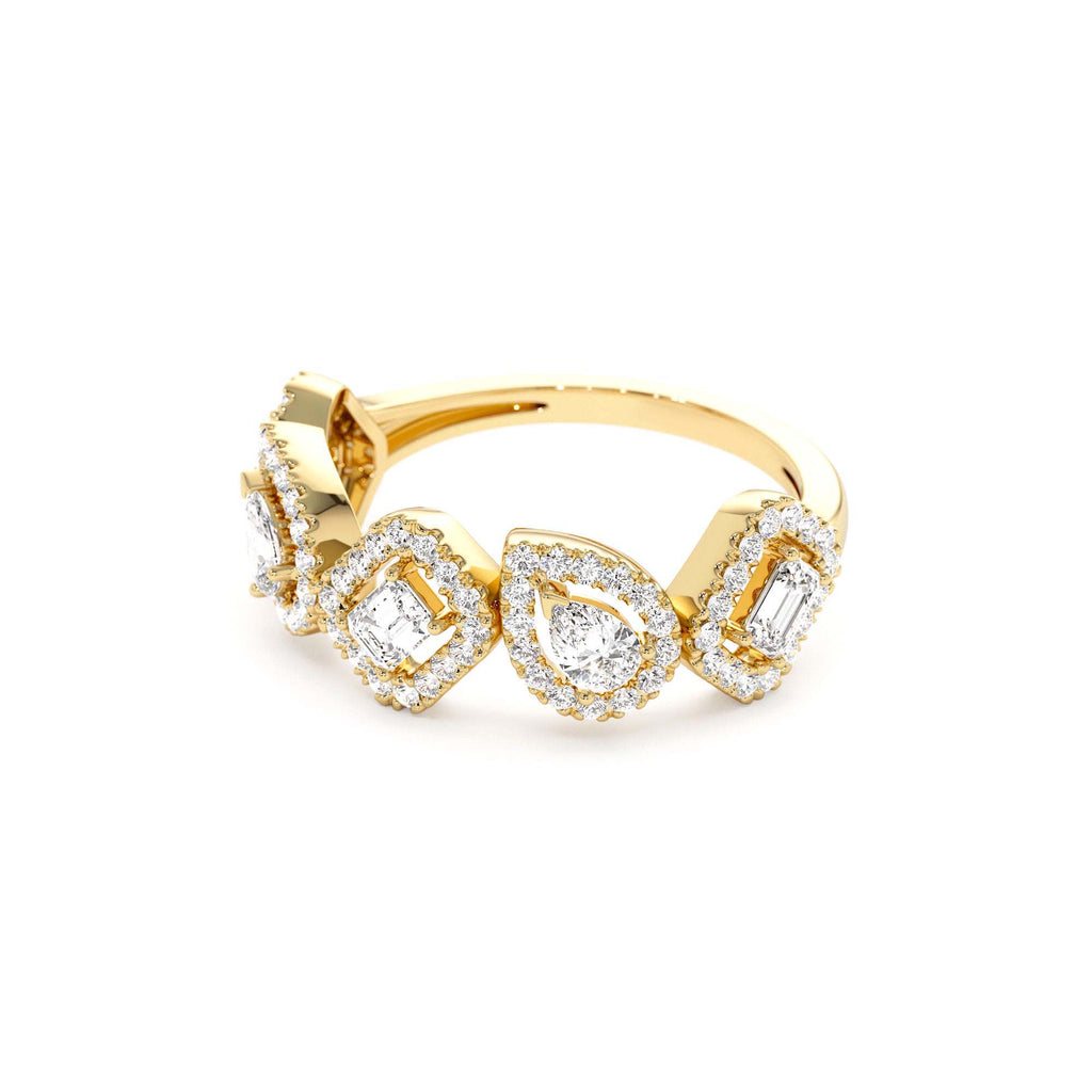 Multi-Shaped Diamond Band in 14K Gold — view 2