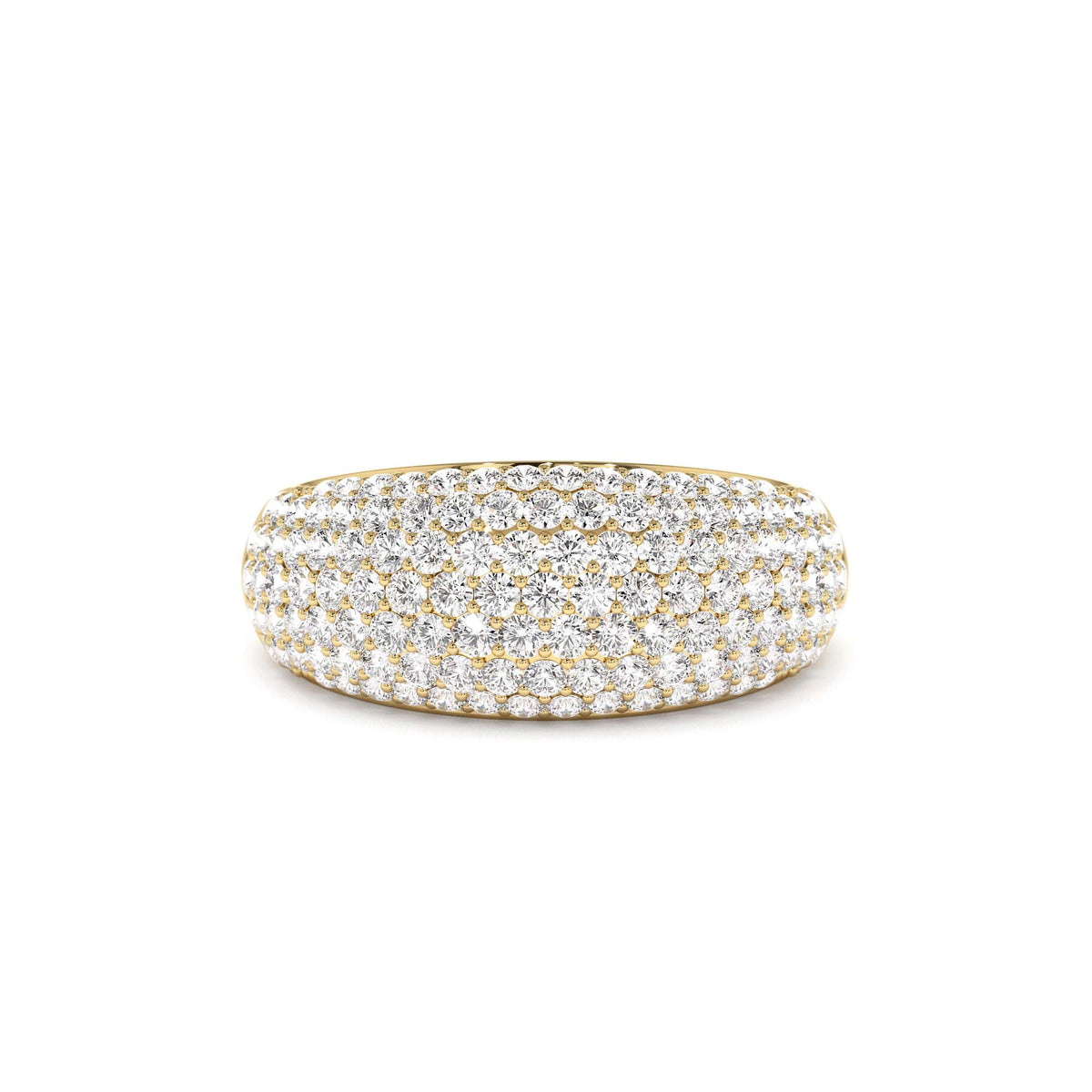 Chunky Dome Pave Setting Statement Diamond Ring in 14K Gold — view 1