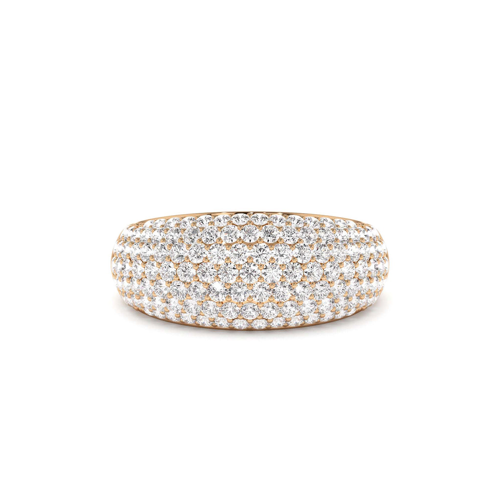 Chunky Dome Pave Setting Statement Diamond Ring in 14K Gold — view 5