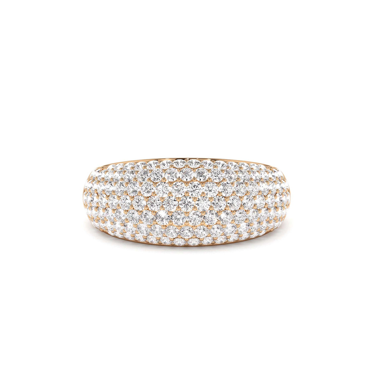 Chunky Dome Pave Setting Statement Diamond Ring in 14K Gold — view 5