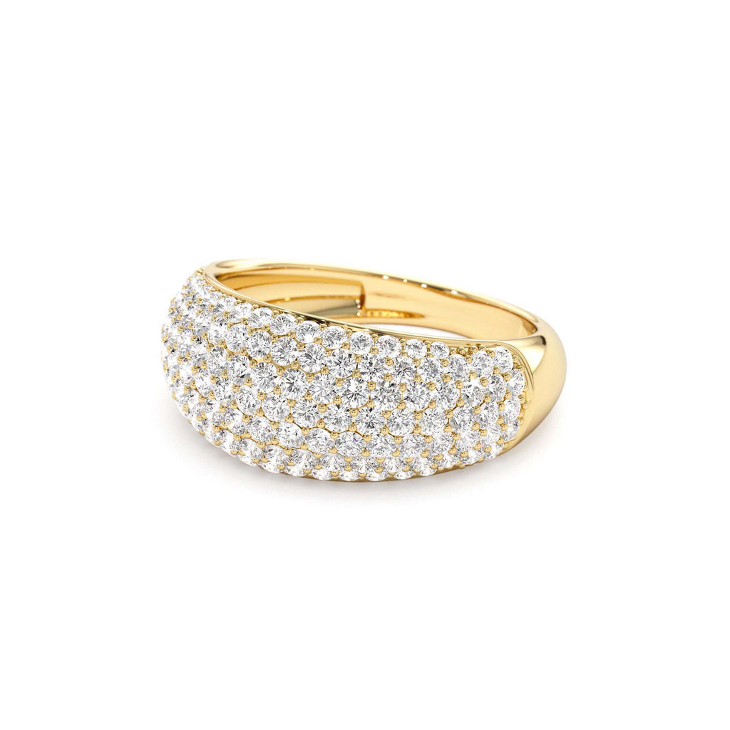 Chunky Dome Pave Setting Statement Diamond Ring in 14K Gold — view 2