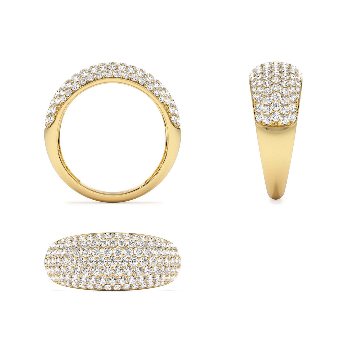 Chunky Dome Pave Setting Statement Diamond Ring in 14K Gold — view 3