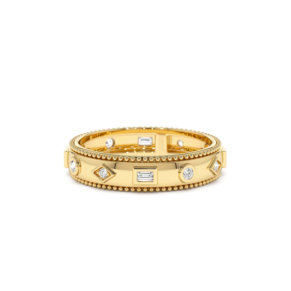 Mixed Shape Diamond Anniversary Band in 14K Gold — view 1