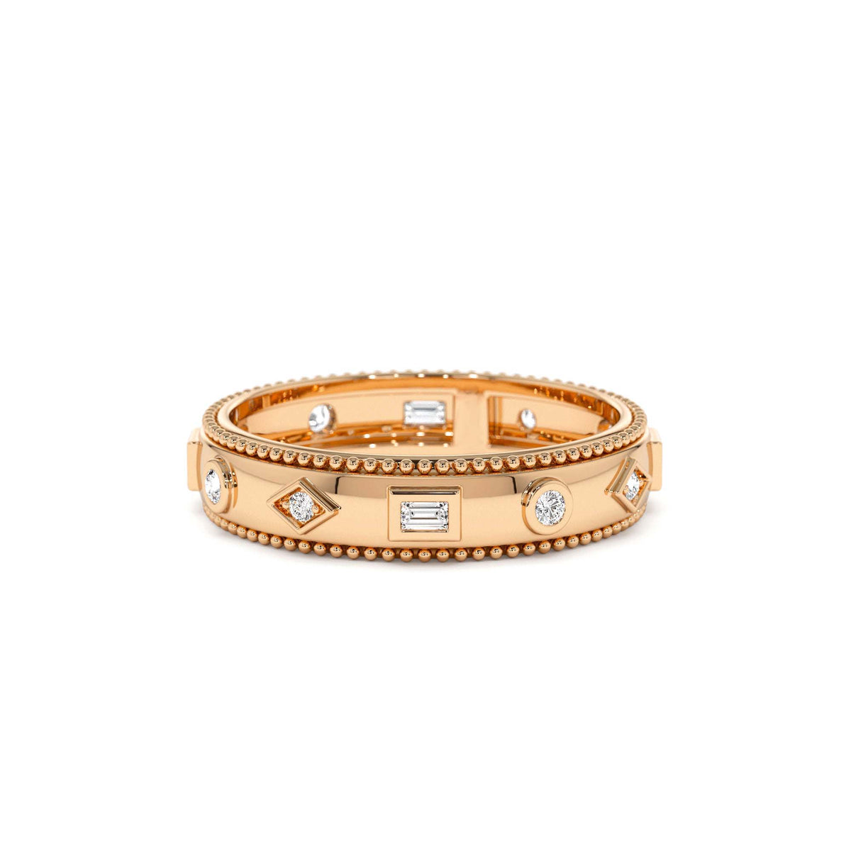 Mixed Shape Diamond Anniversary Band in 14K Gold — view 5