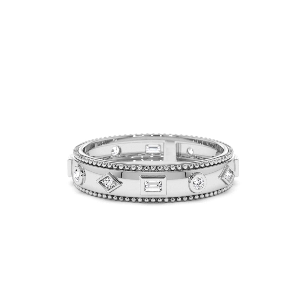 Mixed Shape Diamond Anniversary Band in 14K Gold — view 4