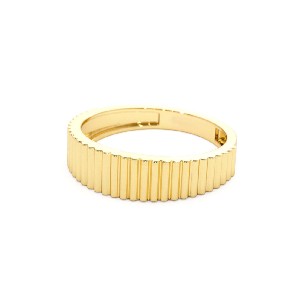 Fluted Textured Graduating Ring in 14K Gold — view 2
