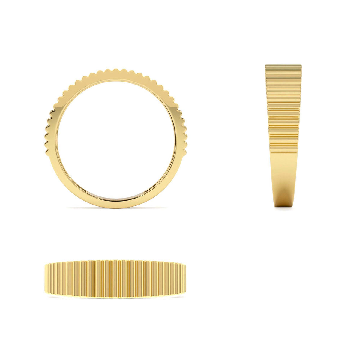 Fluted Textured Graduating Ring in 14K Gold — view 3