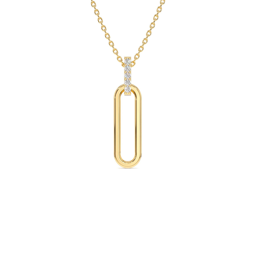 Paper Clip Link Pendant Necklace in 14K Gold — view 1