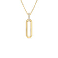 Paper Clip Link Pendant Necklace in 14K Gold — view 1