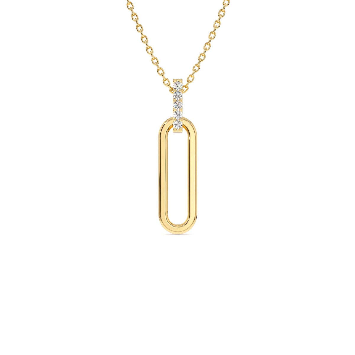 Paper Clip Link Pendant Necklace in 14K Gold — view 1