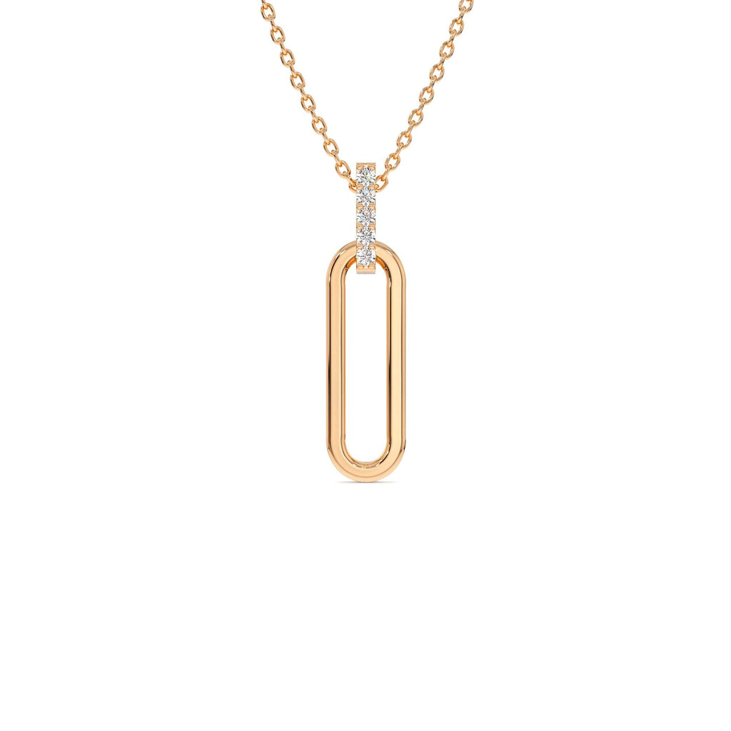 Paper Clip Link Pendant Necklace in 14K Gold — view 3