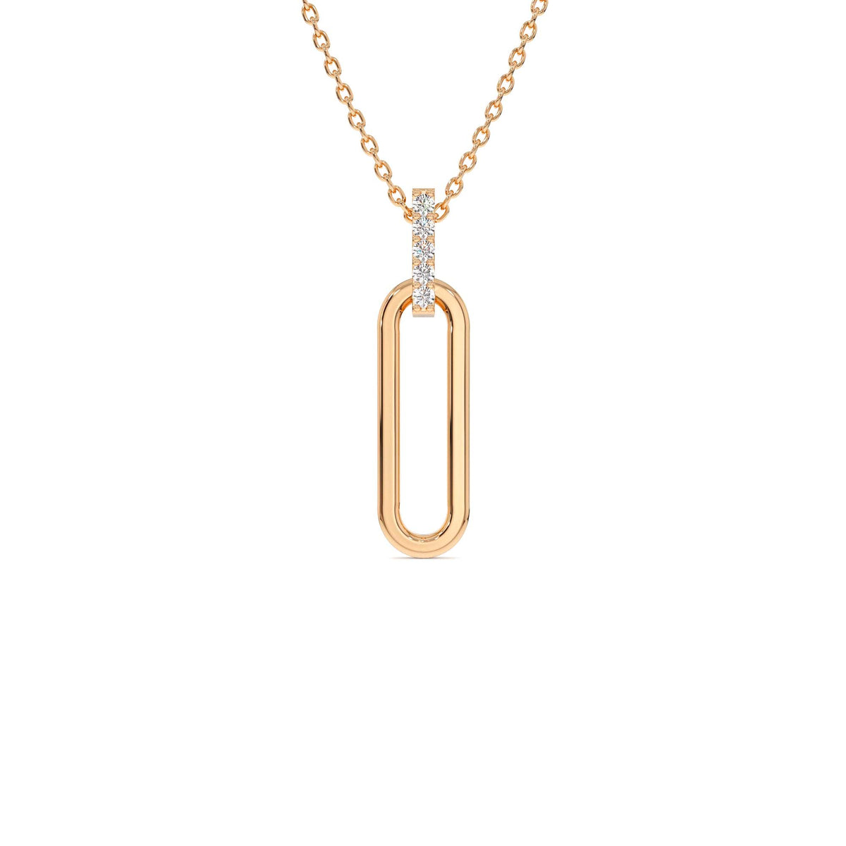 Paper Clip Link Pendant Necklace in 14K Gold — view 3