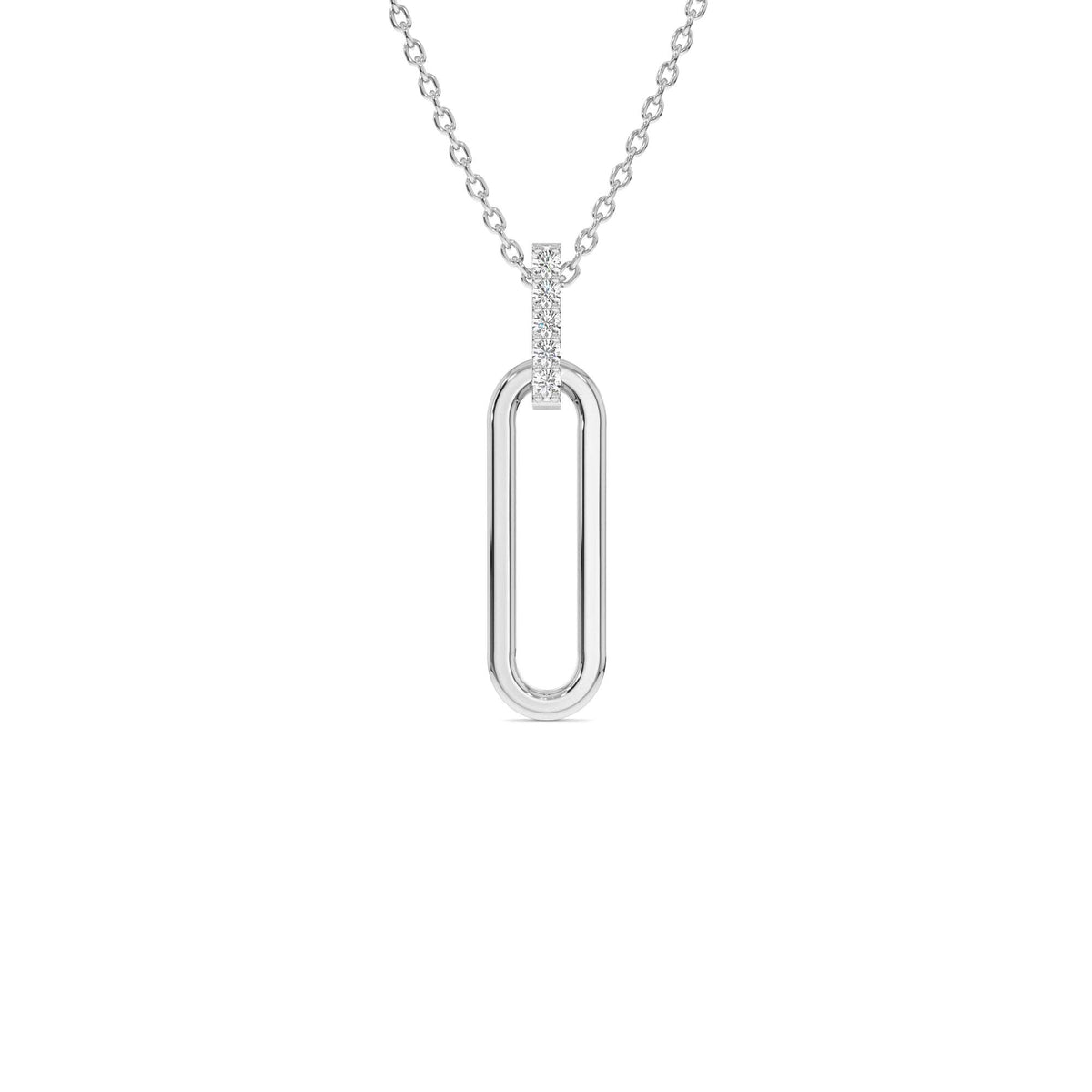 Paper Clip Link Pendant Necklace in 14K Gold — view 2