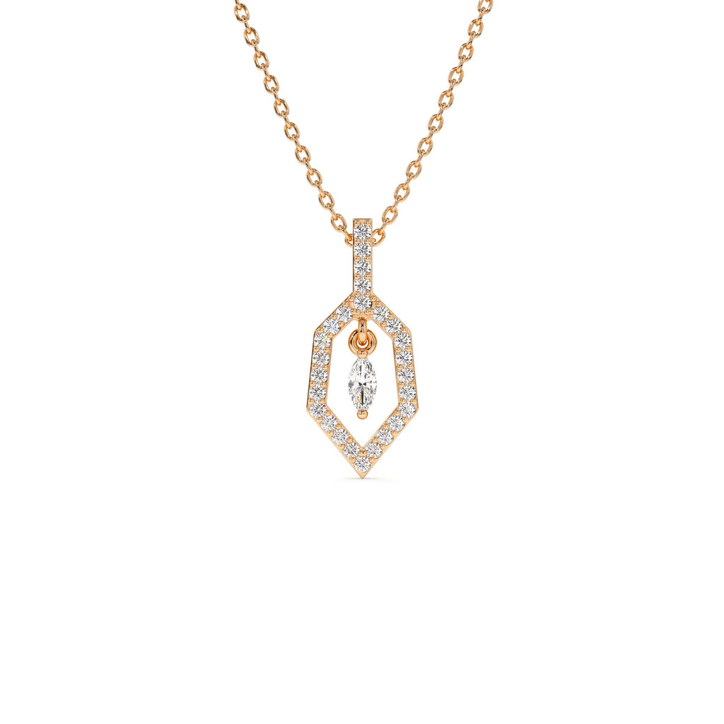 Marquise Shape Dangle Diamond Necklace in 14K Gold — view 3
