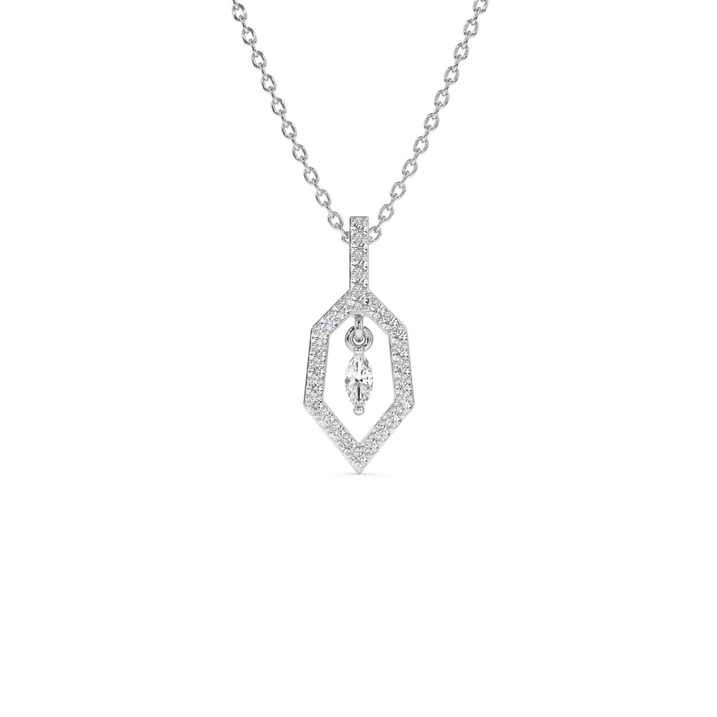 Marquise Shape Dangle Diamond Necklace in 14K Gold — view 2