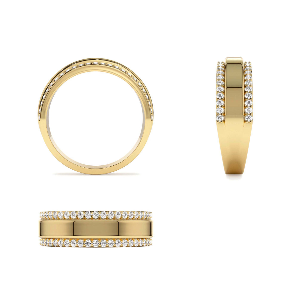 Diamond Diamond Edge Wedding Band in 14K Gold — view 3