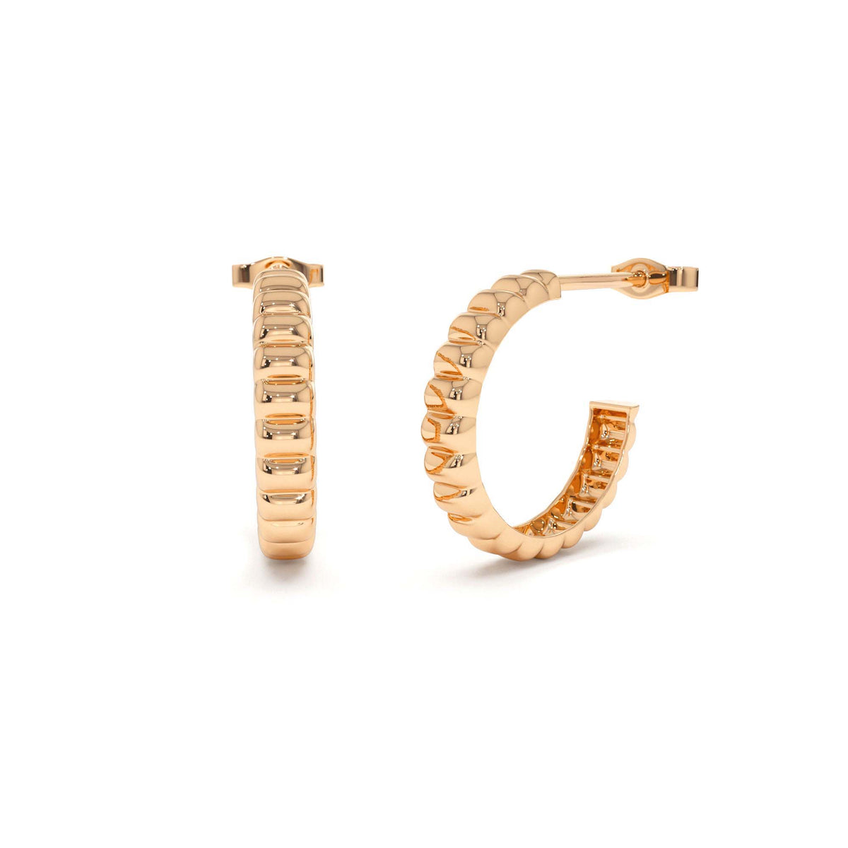 Bubble C Hoop Earrings in 14K Gold — view 4