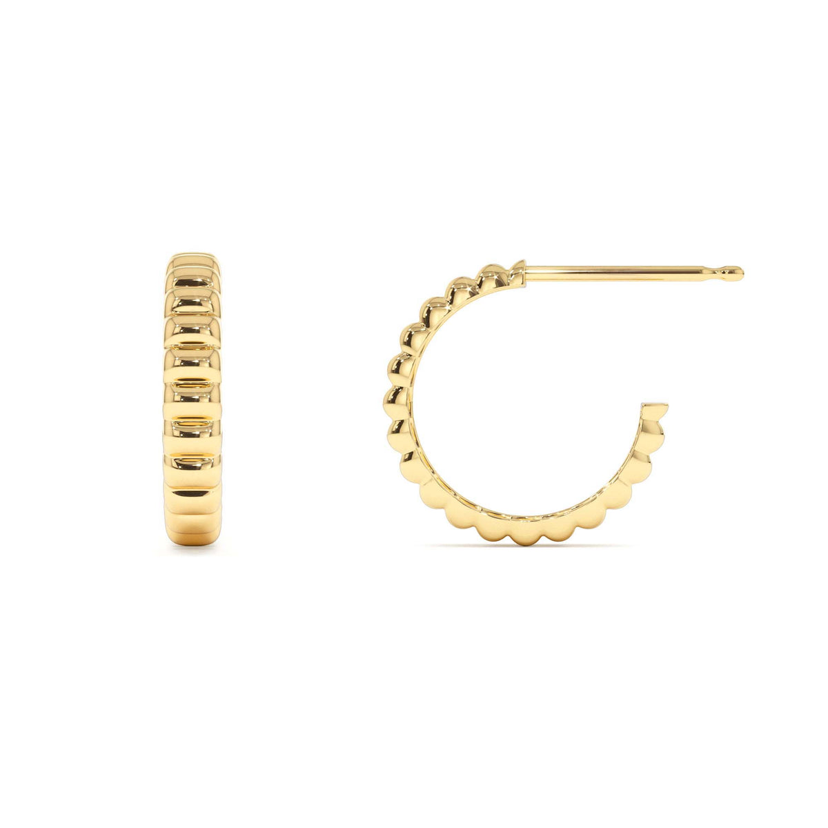 Bubble C Hoop Earrings in 14K Gold — view 2
