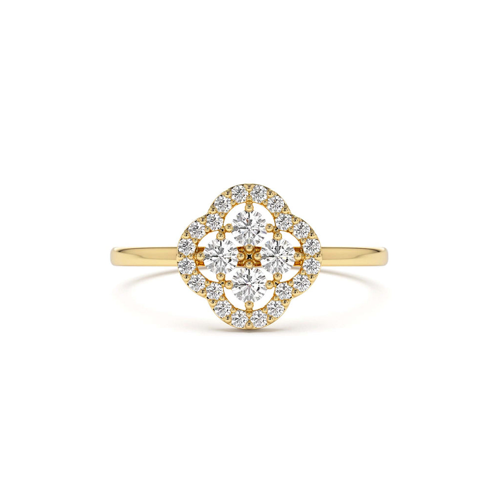 Clover Diamond Cluster Ring in 14K Gold — view 1