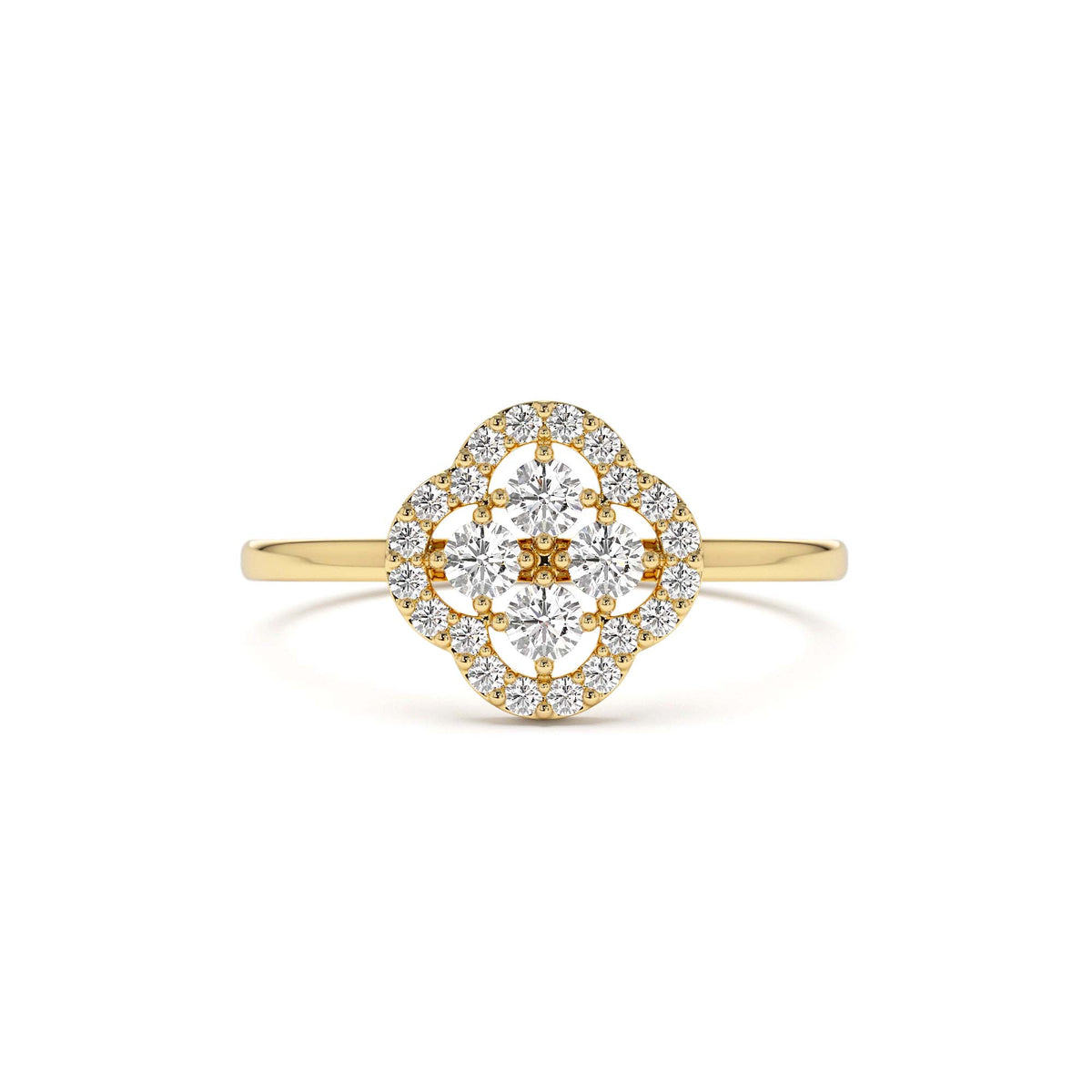 Clover Diamond Cluster Ring in 14K Gold — view 1