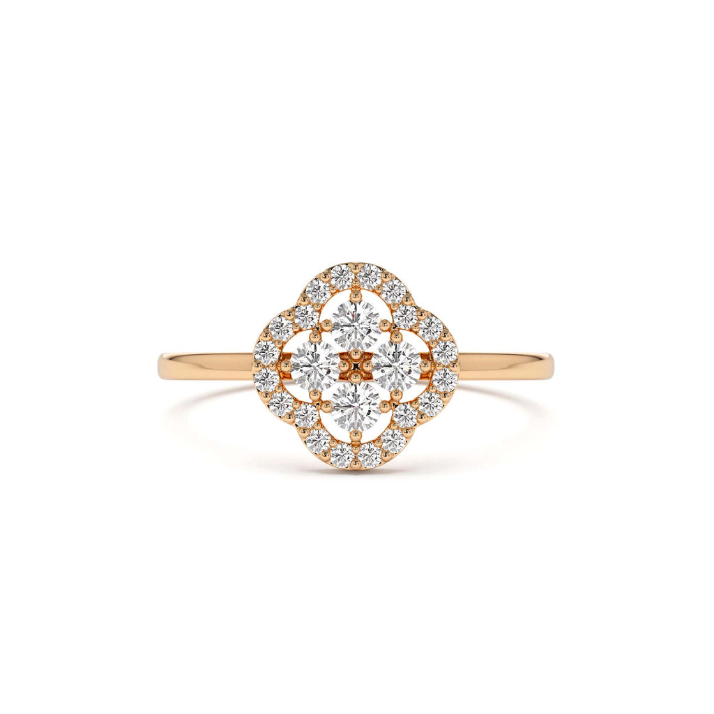Clover Diamond Cluster Ring in 14K Gold — view 5