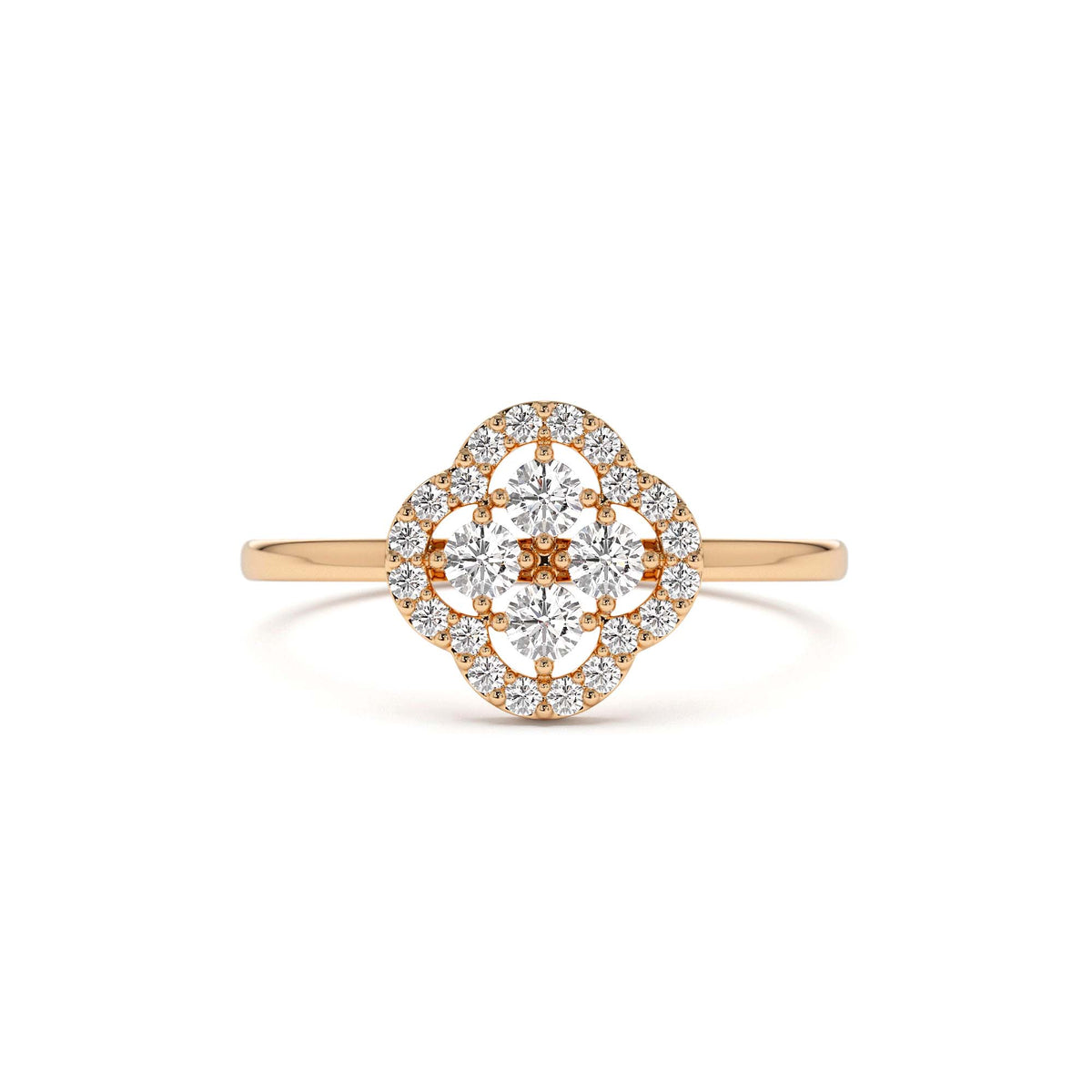 Clover Diamond Cluster Ring in 14K Gold — view 5