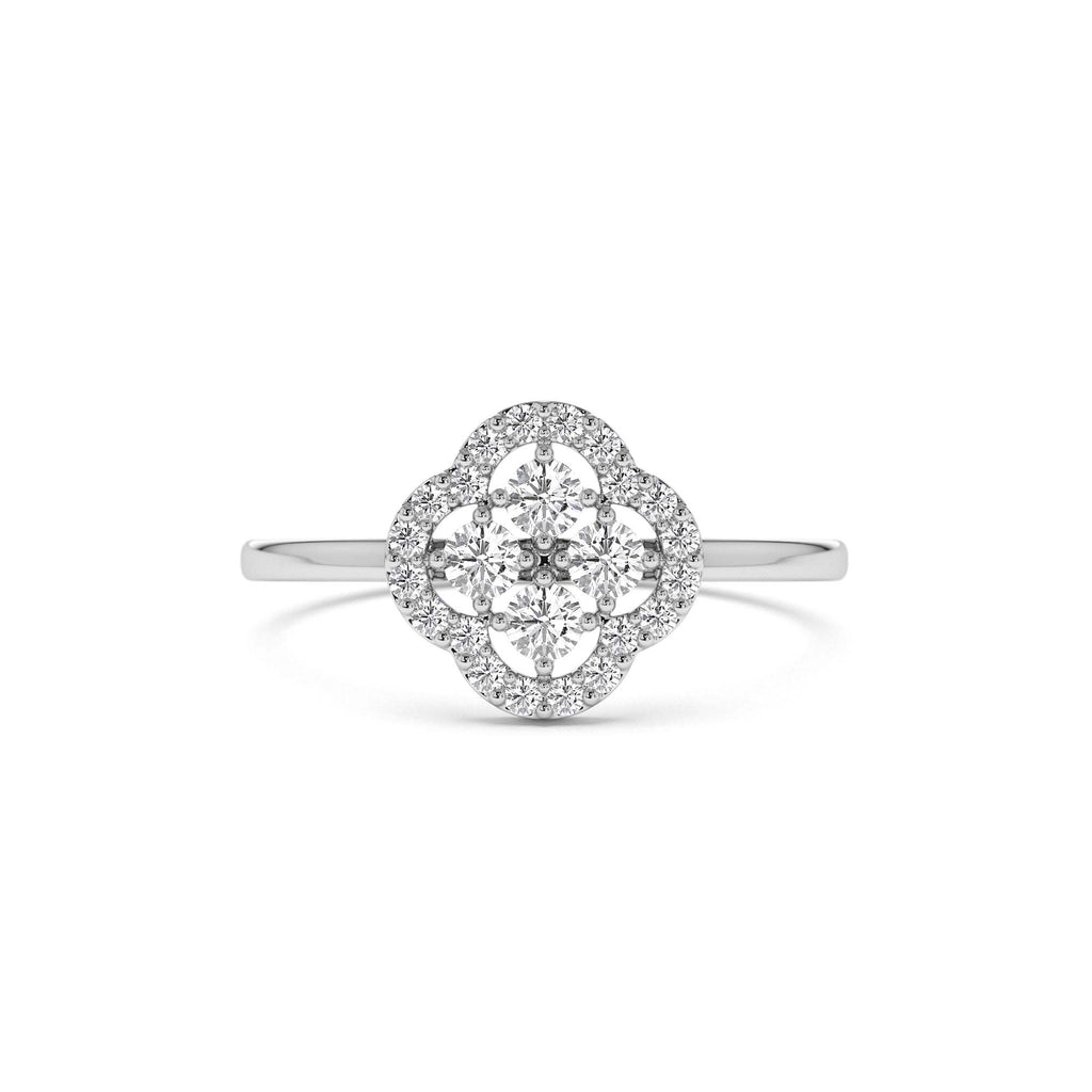 Clover Diamond Cluster Ring in 14K Gold — view 4