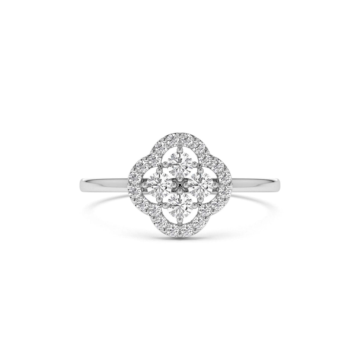 Clover Diamond Cluster Ring in 14K Gold — view 4