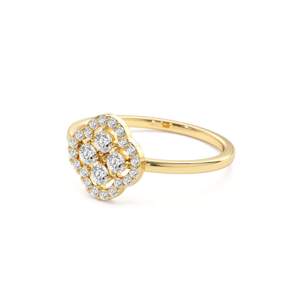 Clover Diamond Cluster Ring in 14K Gold — view 2