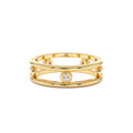 Natural Diamond Bezel Setting Double Band Ring in 14K Gold — view 1