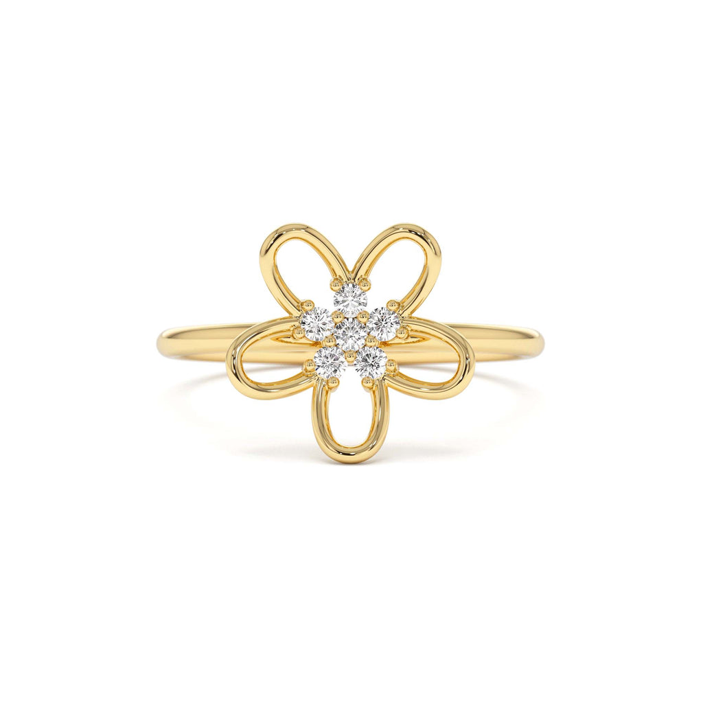 Diamond Flower Ring in 14K Gold — view 1