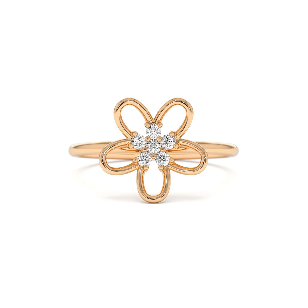 Diamond Flower Ring in 14K Gold — view 5