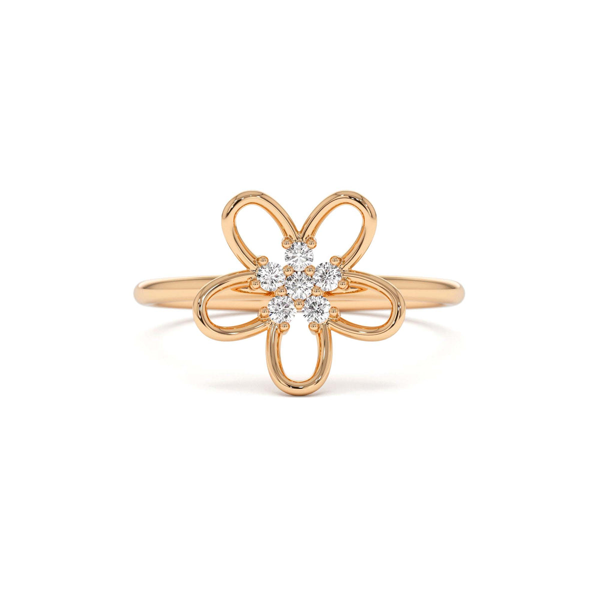 Diamond Flower Ring in 14K Gold — view 5
