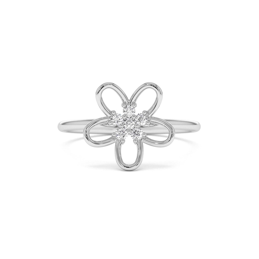 Diamond Flower Ring in 14K Gold — view 4