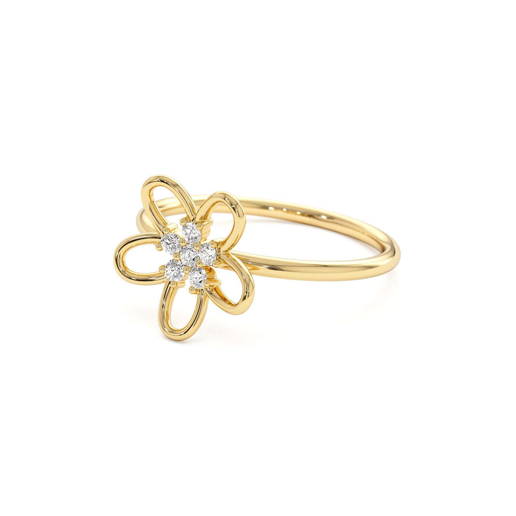 Diamond Flower Ring in 14K Gold — view 2