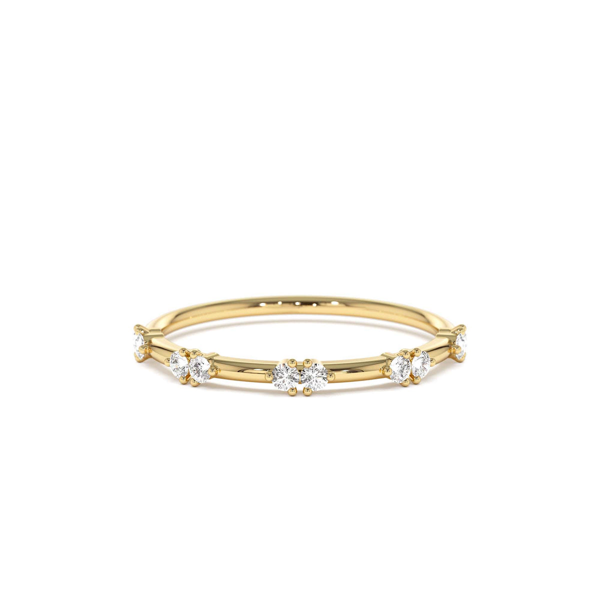 Dainty Stacking Diamond Wedding Band in 14K Gold — view 1