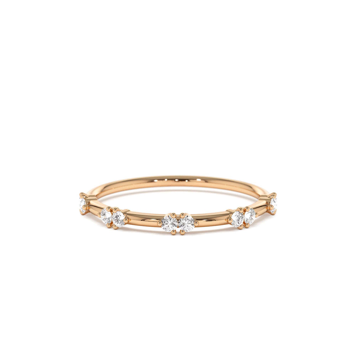 Dainty Stacking Diamond Wedding Band in 14K Gold — view 5