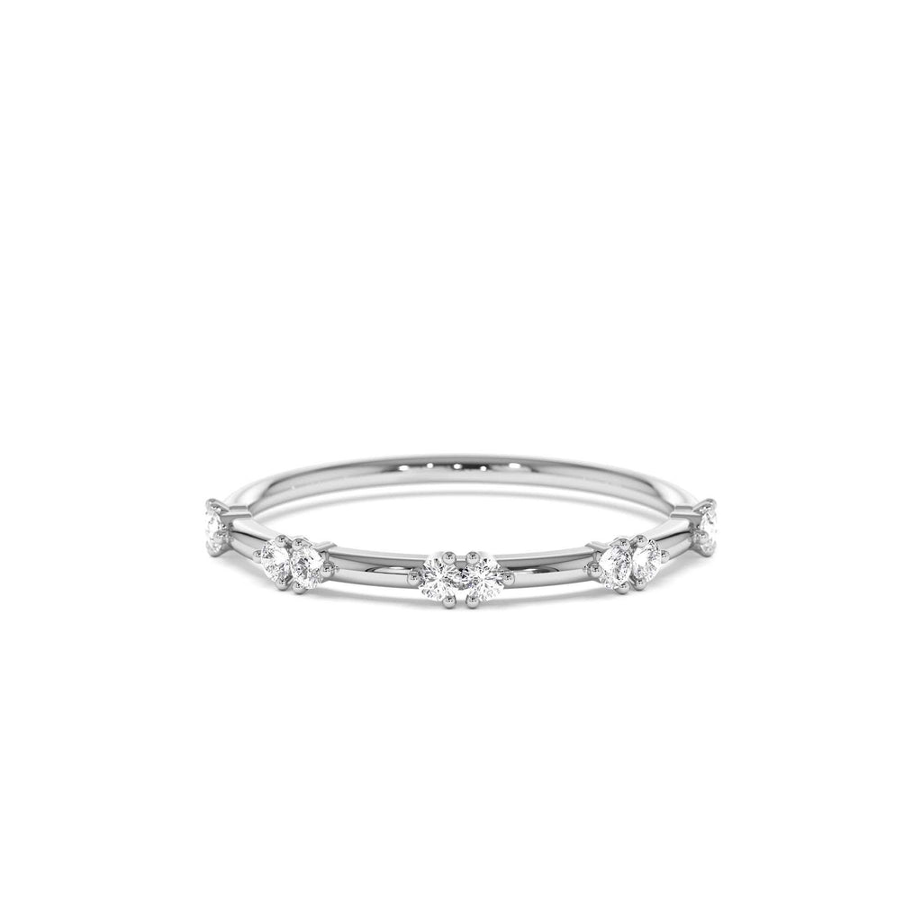 Dainty Stacking Diamond Wedding Band in 14K Gold — view 4