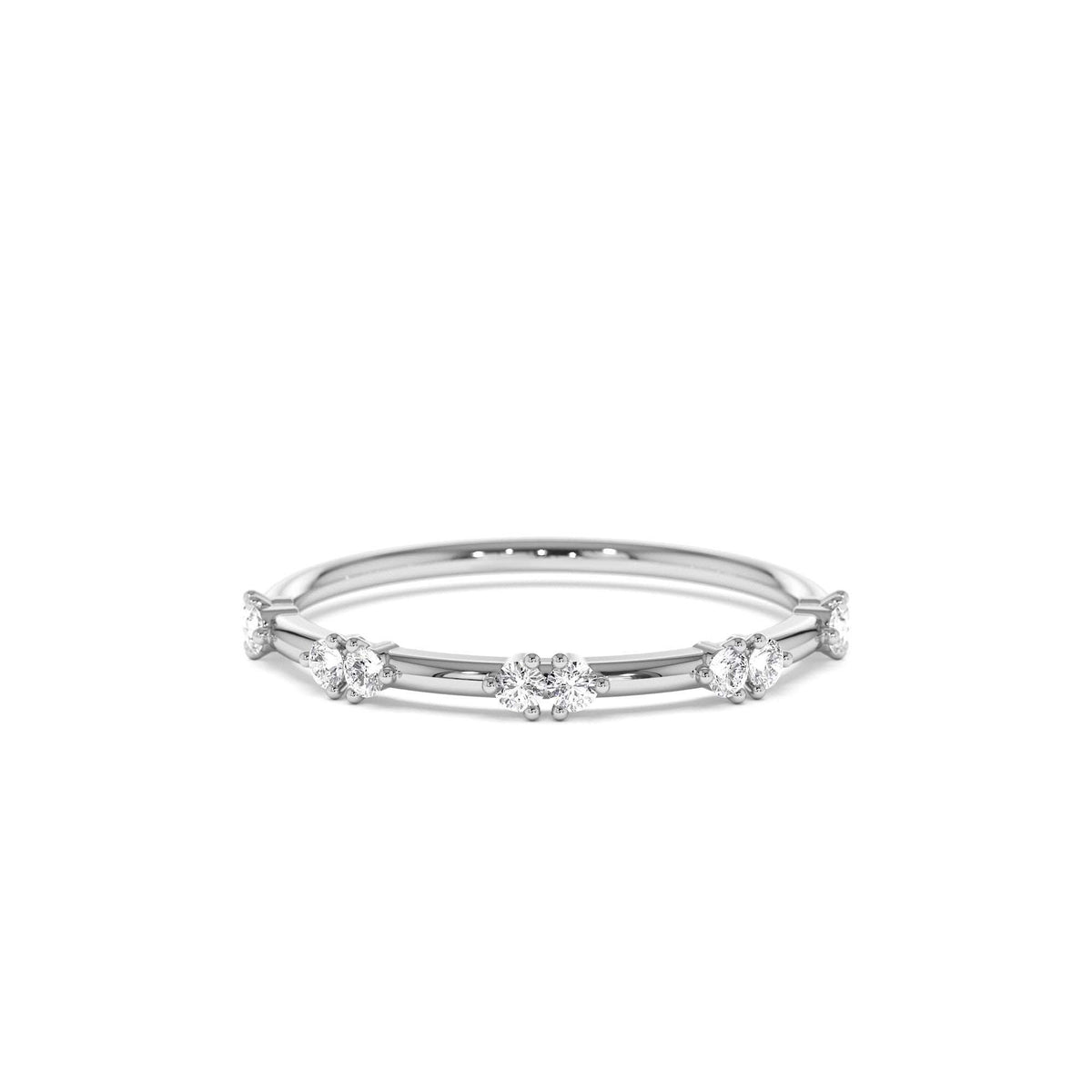 Dainty Stacking Diamond Wedding Band in 14K Gold — view 4