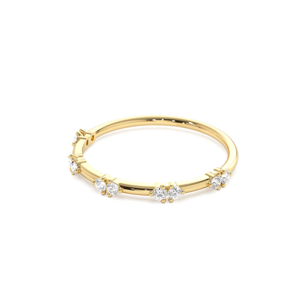 Dainty Stacking Diamond Wedding Band in 14K Gold — view 2