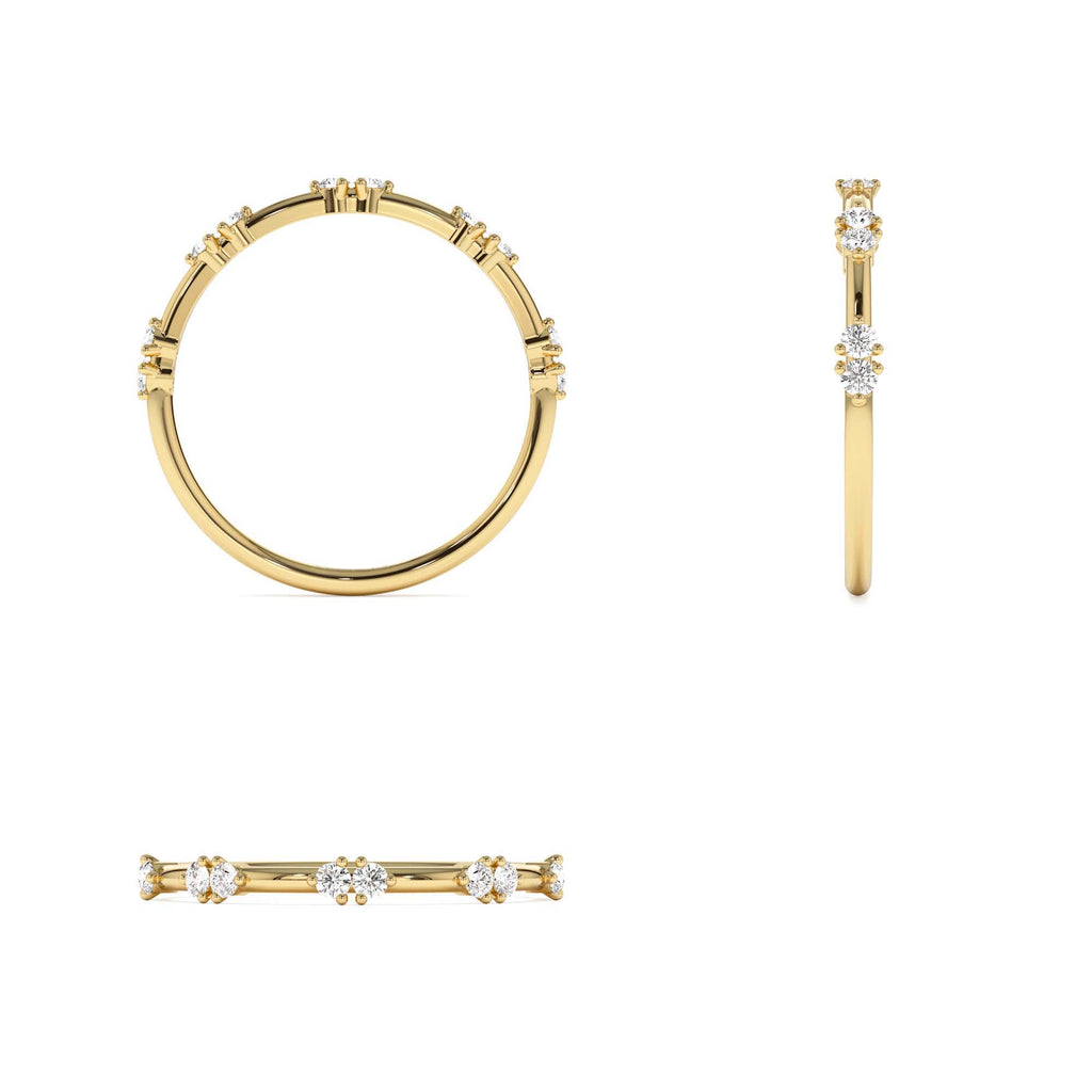 Dainty Stacking Diamond Wedding Band in 14K Gold — view 3