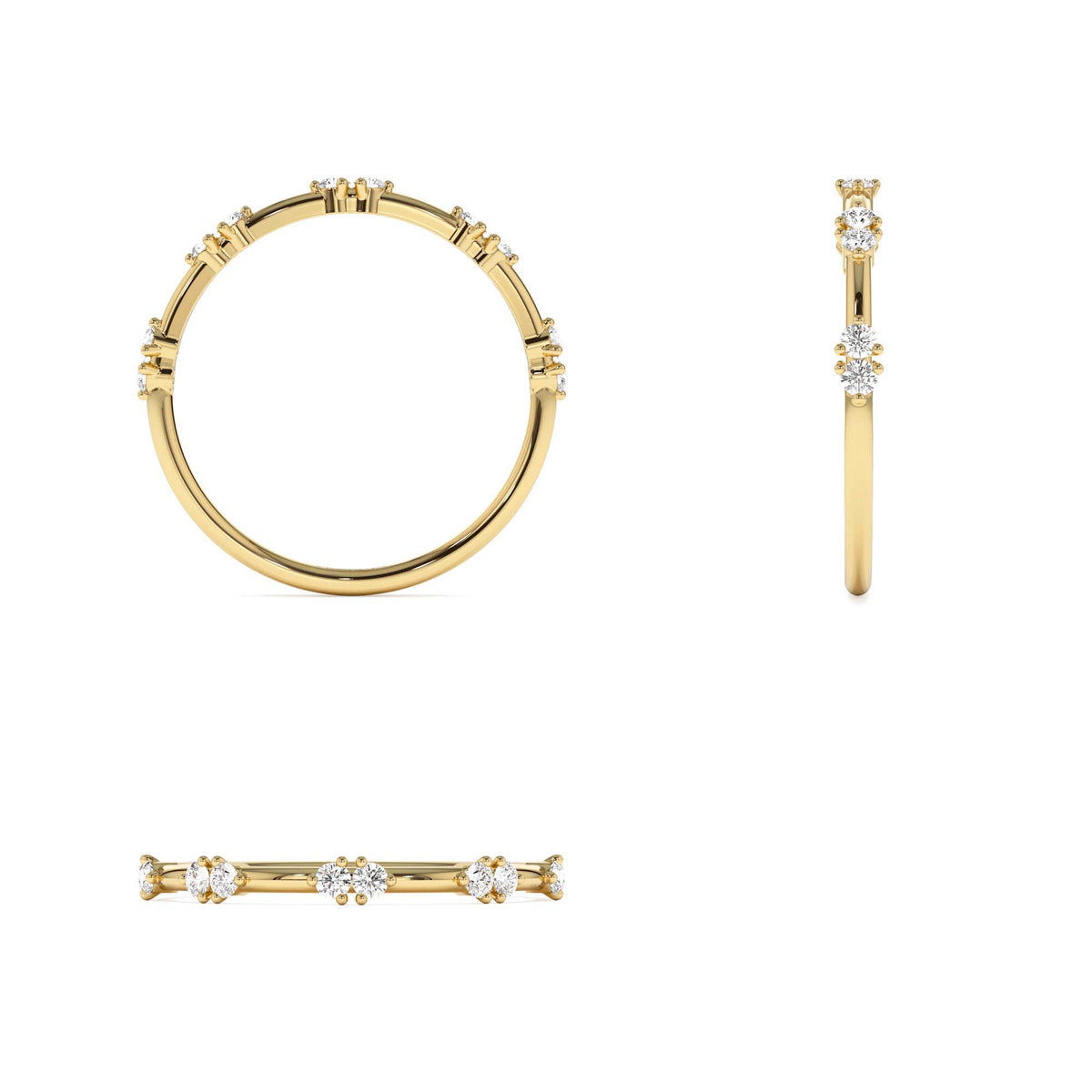 Dainty Stacking Diamond Wedding Band in 14K Gold — view 3