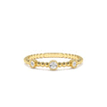 Bead Band Ring with Three Bezel Setting Diamonds in 14K Gold — view 1